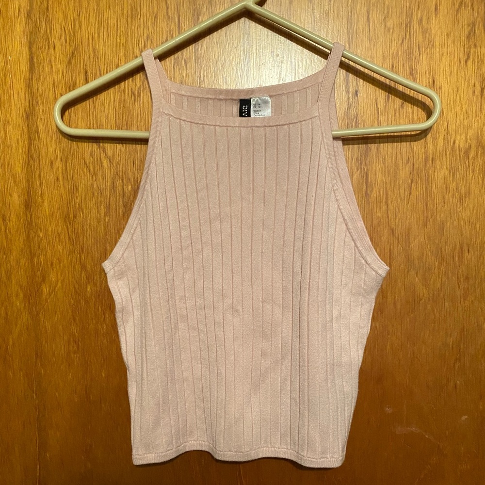 Divided H&M Ribbed Light Pink Crop Top